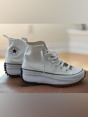 Converse White High-Top Platform Lace-Up Sneakers